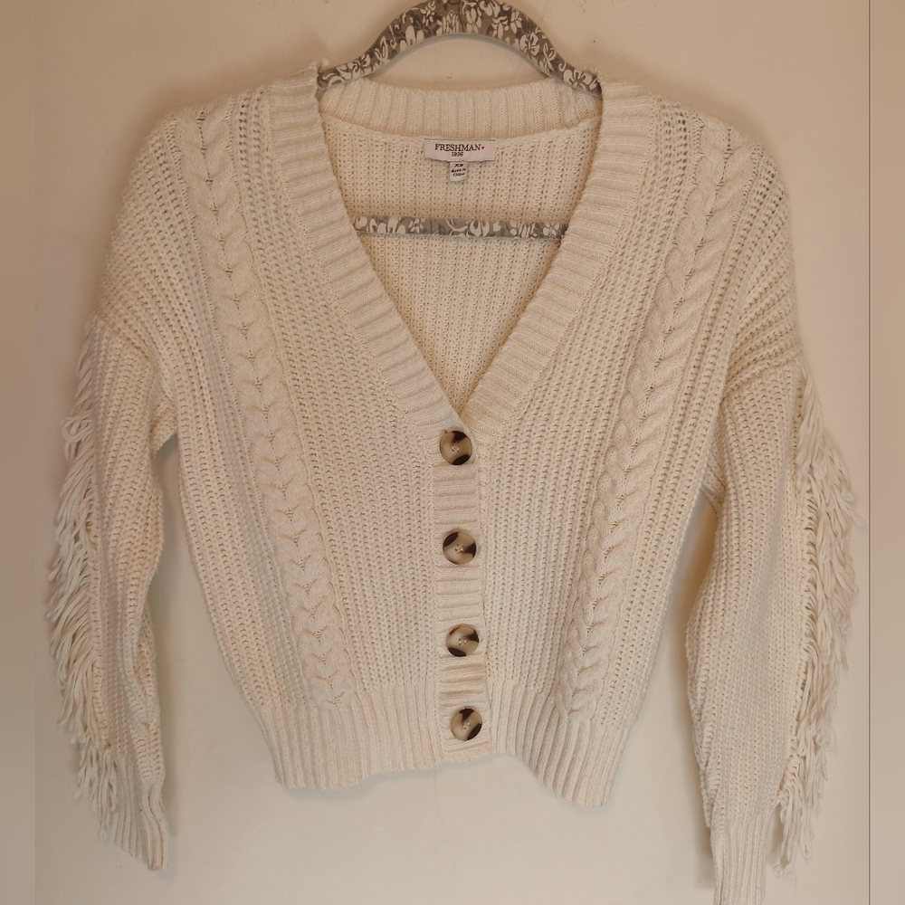 Freshman Cream Cable Knit Cardigan